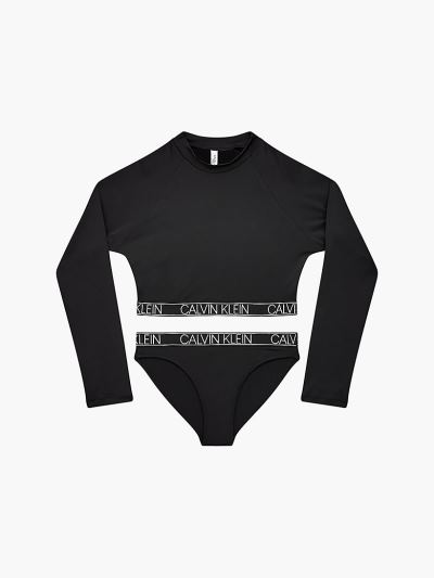 Calvin Klein Ruhák HU869343 | Calvin Klein Logo Tape Lány Rashguard Szettek Fekete